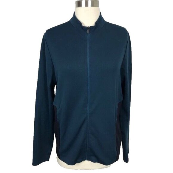 AEANCE Size S Merino Wool Blend Jacket Blue Long Sleeve Full Zip Women's - Picture 1 of 7